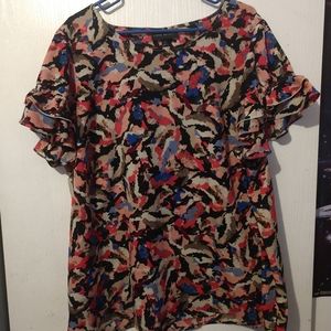 Colorful Flutter Sleeve Blouse